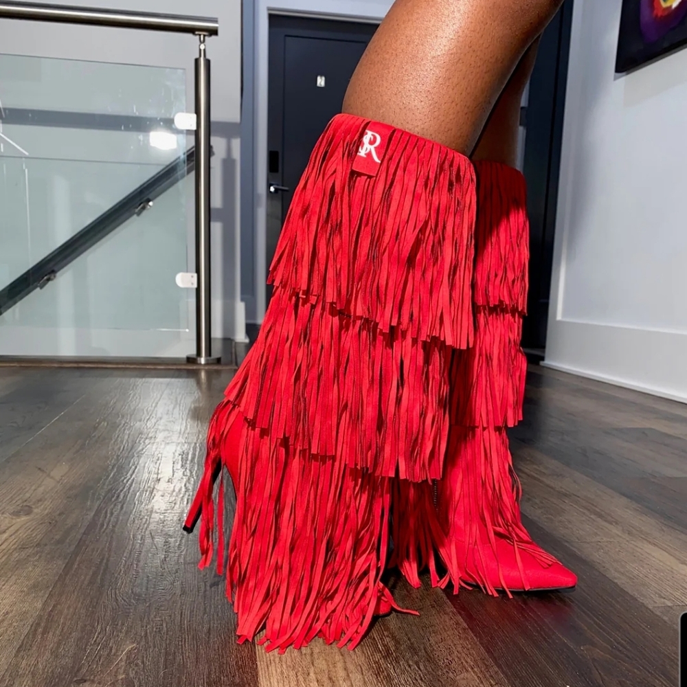 Red fringe boots